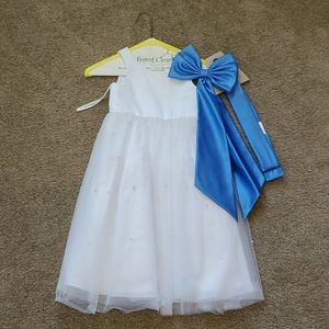 Flower Girl Dress with Blue Bow